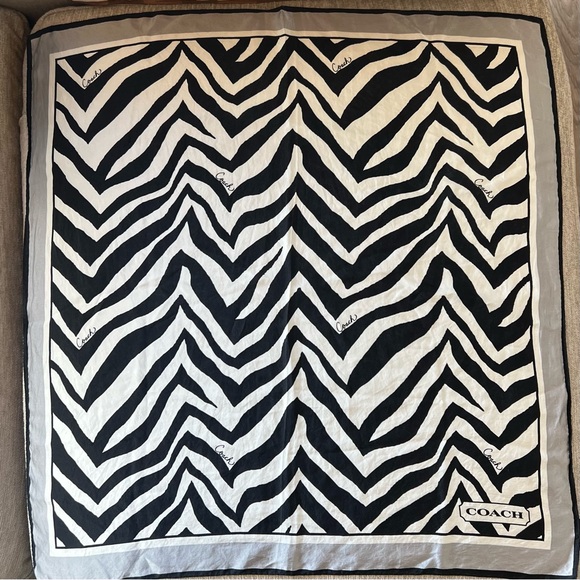 Coach Silk Zebra Print Scarf - Picture 1 of 4